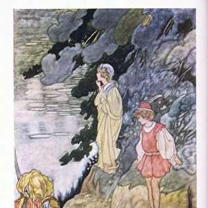 The path led by easy descent to the edge of the lake (colour litho)