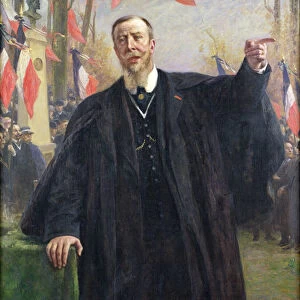 Paul Deroulede (1846-1914) Making a Speech at Bougival, January 1913 (oil on canvas)