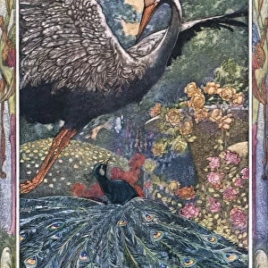 The Peacock and the Crane, 1930s (colour litho)