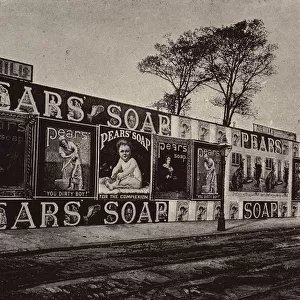 Pears Soap advertising at Holloway Road, London, England (b / w photo)