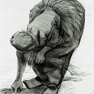 Peasant Woman Gleaning, 1885 (black chalk on paper)