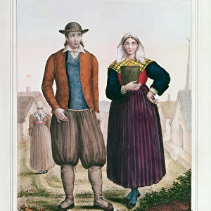 Peasants from Saint-Lyphard, from Les Costumes Bretons de Charpentier