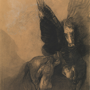 Pegasus and Bellerophon, c. 1888 (Charcoal, water wash, white chalk and conte crayon