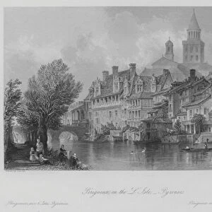 Perigueux, on the L Isle, Pyrenees (engraving)