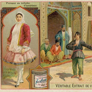Persian Girl and a Dancing Child (chromolitho)