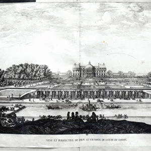 Perspective View of the garden facade of the Chateau of Vaux-le-Vicomte (engraving)