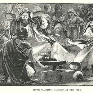Peter warming himself at the Fire (engraving)
