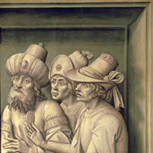 Three Pharisees with Caesars Coin, from the Redemption Triptych (oil on canvas)