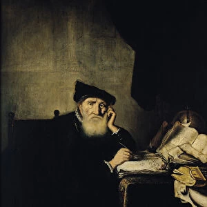 A Philosopher in his Study (oil on canvas)