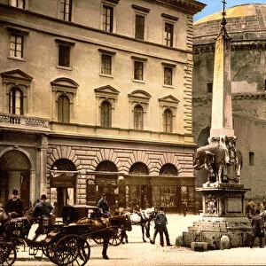 Piazza di Minerva, Rome (hand-coloured photo)