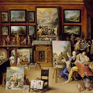 Pictura, Poesis and Musica in a Pronkkamer (oil on panel)