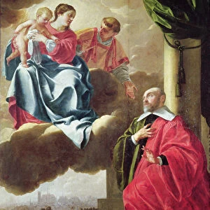 Pierre Tullier Before the Virgin and Child and St. Stephen (oil on canvas)