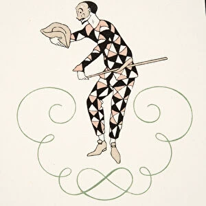 Pierrot, from Personages de Comedie, pub. 1922 (pochoir print)