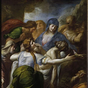 Pieta. Lamentation about the death of Christ. (Painting, 17th century)