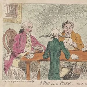 A Pig in a Poke, Whist, Whist, pub. 1788 (hand coloured engraving)