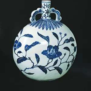 Pilgrims Blue and White Gourd with Floral Decorations, c. 1403-24 (ceramic)
