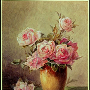 Pink Roses in a Yellow Vase (w / c on paper)