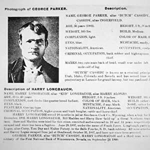 Pinkerton National Detective Agency File for Butch Cassidy