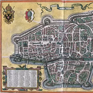 Plan of Augsburg (Augusta Vindelicorum), Germany (etching, 1572-1617)