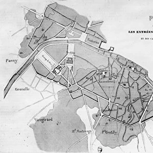 Plan of the Entrances to the Catacombs and the Quarries in Paris, 1844 (engraving)