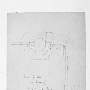 Plan of Well in Lavatory, Certosa di Pavia, 1891 (pencil on paper)
