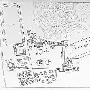 Plan of Olympia, Greece (engraving) (b / w photo)