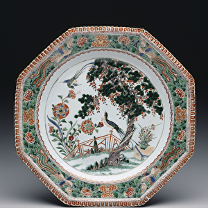 Plate, c. 1725-30 (porcelain with overglaze famille verte enamels)
