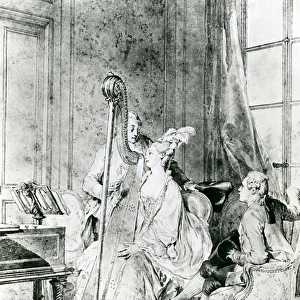 Playing the harp (engraving)