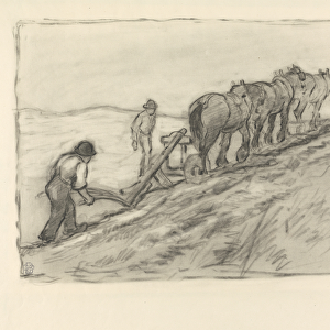 Ploughing the Hillside, c. 1905 (black crayon on paper)