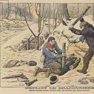 Two poachers burying a gamekeeper alive after a struggle (colour litho)