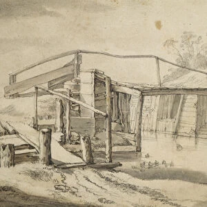 In the Polder, 1644 (pencil, chalk and brush on paper)