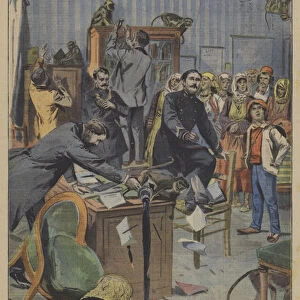 A police station invaded by monkeys belonging to a band of gypsies (colour litho)
