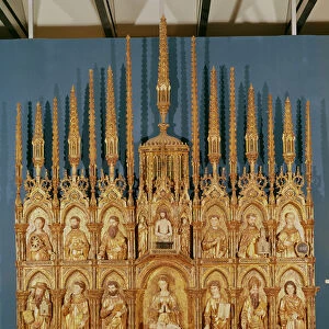 Polyptych depicting the Virgin and Child with Twelve Saints (gilded wood)