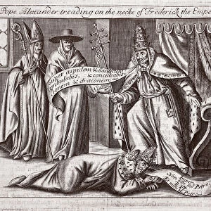 Pope Alexander treading on the neck of Emperor Frederick