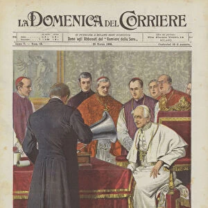 Pope Leo XIII Says In Front Of The Phonograph The Words Of The Apostolic Blessing (colour litho)