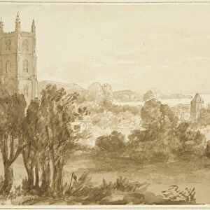 Portbury Church and Posset Point, 1821 (pencil & w / c on paper)