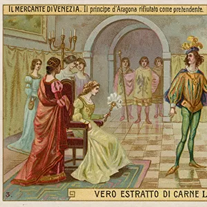 Portia Rejects the Prince of Aragon as a Suitor (chromolitho)