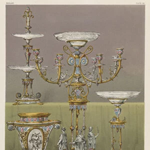 Portion of an Enamelled Dessert Service by Messrs Elkington and Co, London and Birmingham (chromolitho)