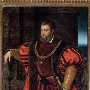 Portrait of Alfonso d Este, duke of Ferrara - oil on panel, 16th century