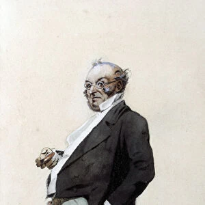 Portrait of the author in Monsieur Prud homme Drawing by Henry Bonaventure Monnier