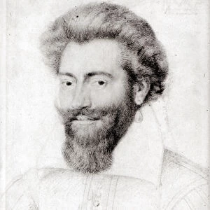 Portrait of a Bearded Man (red chalk, pierre noire & chalk on paper) (b / w photo)