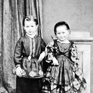 Portrait of a Brother and Sister, c. 1860 (b / w photo)