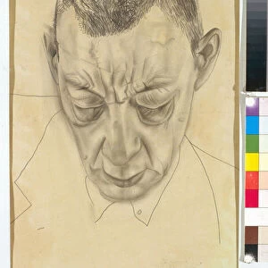 Portrait du compositeur Sergei (Serguei) Rachmaninov (Serge Rachmaninoff ou Rakhmaninov) (1873-1943) - Oeuvre de Boris Dmitryevich Grigoriev (1886-1939), crayon sur papier (48x29 cm), 1930 - Portrait of the composer Sergei Rakhmaninov