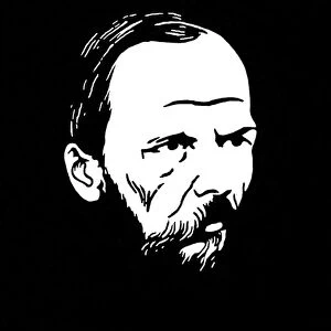 Portrait de Fedor Mikhailovitch Dostoievski (Dostoevsky, Dostoyevsky, Dostoievsky, Dostoevski, Fyodor Dostoevsky, 1821-1881), ecrivain russe. Gravure sur bois de Felix Edouard Vallotton (1865-1925), 1895. Collection privee