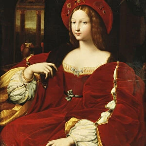 Portrait of Giovanna of Aragon, seated three-quarter length, in her chamber