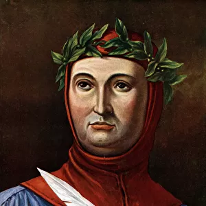 Portrait of the Italian poet and humanist Francesco Petrarca (Petrarca) (1304-1374) (Portrait of Italian poet Petrarch) Illustration by Tancredi Scarpelli (1866-1937) from "Storia d Italia"