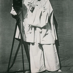 Portrait of Jean Charles Deburau (1829-73) as Pierrot, c. 1850-60 (b / w photo)