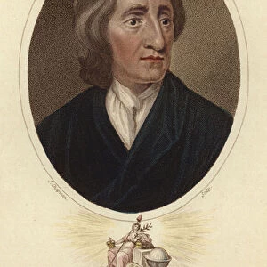 Portrait of John Locke (colour engraving)