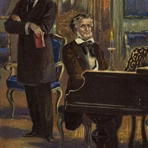 Portrait of King Ludwig II and Richard Wagner (colour litho)