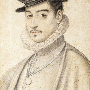 Portrait of a Man Wearing a Cap, (black, red and blue chalk)